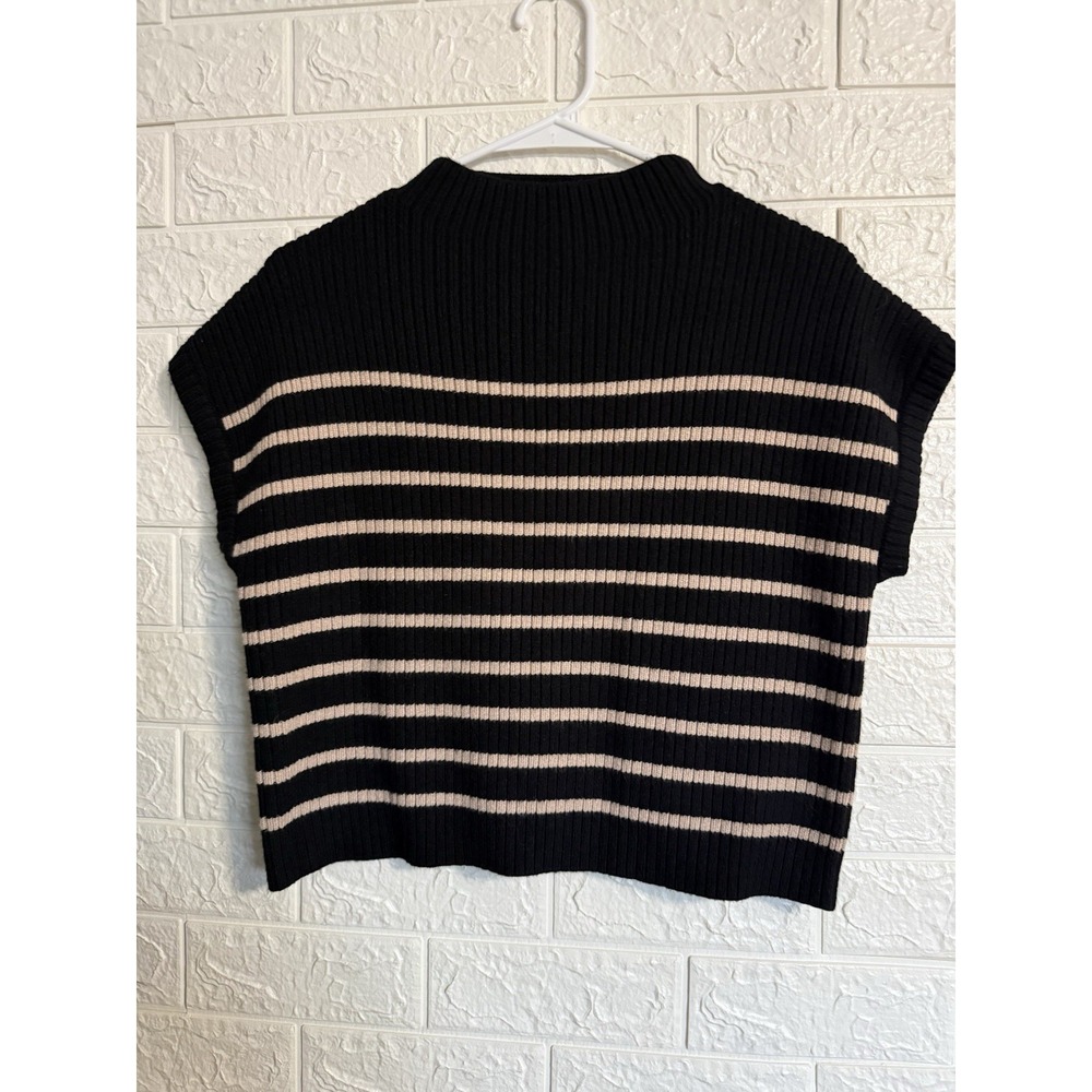 VICI Tan Black Striped Mock Neck Sleeveless Knit Top B4FT1025VC Womens Size S